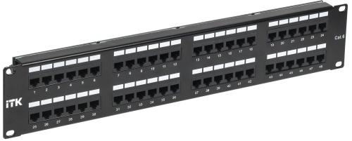 ITK 2U патч-панель кат.6 UTP 48 порта (Dual IDC) с кабельным органайзером | код PP48-2UC6U-D05-1 | IEK